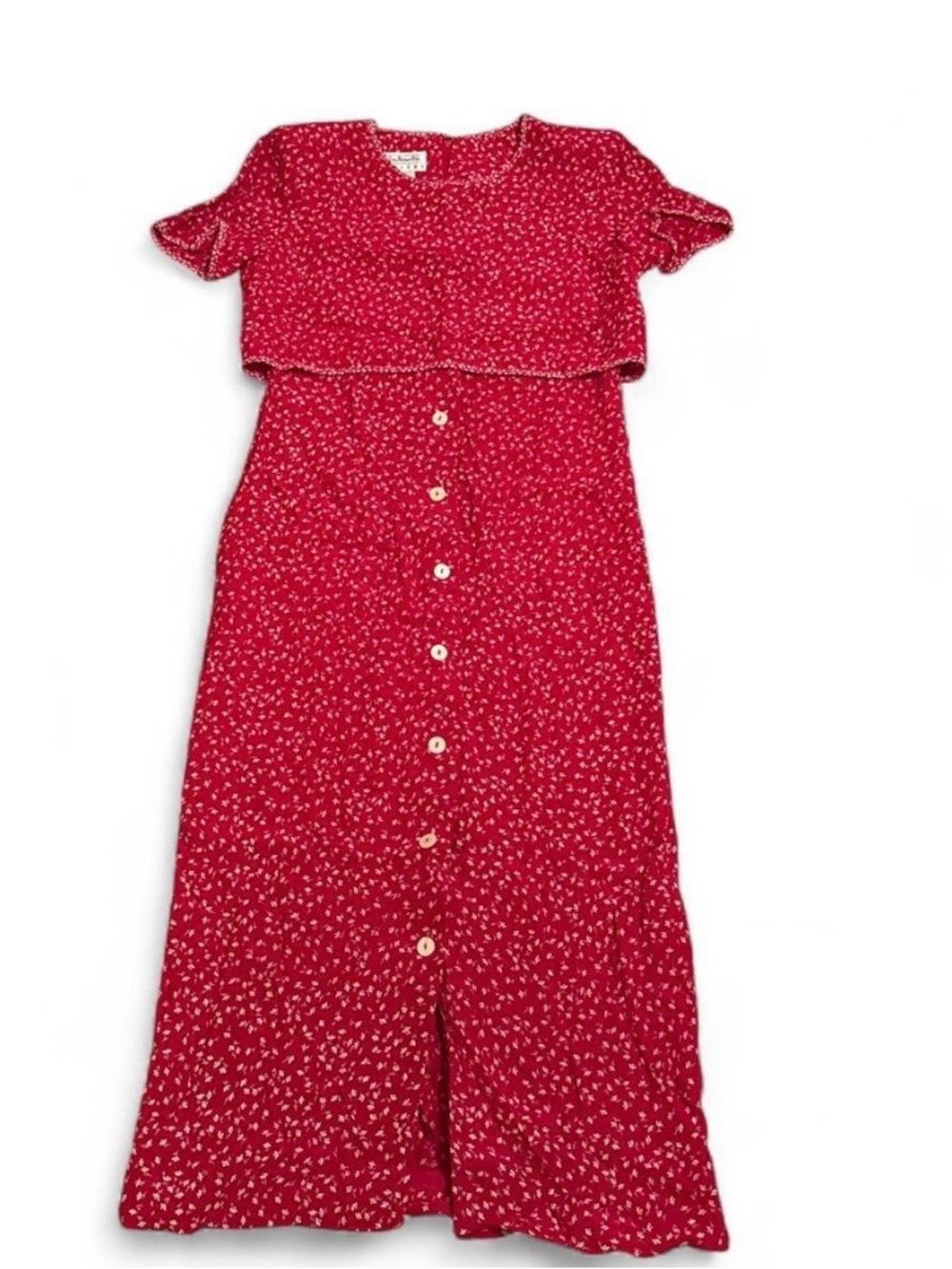 90s floral midi dress with buttons down the front